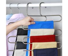 Tutoy S Tipo Ropa Pantalones Percha Multi Capas Almacenamiento Rack Armario Space Saver Acero Inoxidable