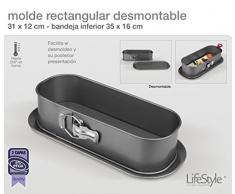 Life Style - Molde de Horno Desmontable - Rectangular con Bandeja y Doble Capa Antiadherente - 30 x 11,5 cm