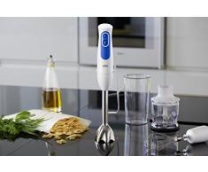 Braun MQ 3025 Spaghetti - Licuadora (600 L, 0,35 L, Botones, 13500 RPM, Batidora de inmersión, Azul, Blanco)
