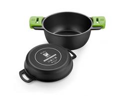 BRA PRIOR - Cacerola alta con tapa de cristal y asas de silicona extraÃbles, 20 cm, apta para todo tipo de cocinas incluida inducción y horno.Libre de PFOA.