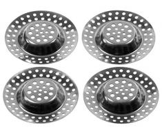 Kitchen Helpis® Filtro de Fregadero de Acero Inoxidable - set de 4, 14 g Filtro de Drenaje – muy pesado, Colador de Drenaje, Filtro, Tapón de Fregadero, Colador de la trampa de pelo, Tamiz de desagüe