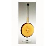 Jarra de cristal transparente, garaffa, decantador, botella ronda a pie de cristal soplado a boca, con una uva de cristal transparente en el interior a rellenar con corcho, altura circa 25 cm, contenido 0,2 litro, diseno y fabricado
