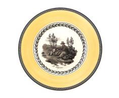Villeroy & Boch Audun Chasse Plato para desayuno o postres, 22 cm, Porcelana Premium, Blanco/Gris/Amarillo