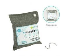 Apalus ® Bolsa de Carbón Activo De Bambú, Deshumidificador Y Purificador De Aire. Ambientador Natural Eficaz y Desodorante para Eliminar los Olores del Automóvil, Armarios,Baños,(500G)