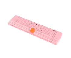 Guillotina para cortar papel,Mini cortador de papel pequeño, Mini cuchillo de corte con cortador de papel pequeño y deslizante,trabajo hecho a mano Regla de osadob (Rosa)