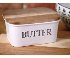 Creative Tops - Mantequillera «Bake Stir It Up» con Tapa de Madera de Acacia, Color Blanco, tamaño Grande