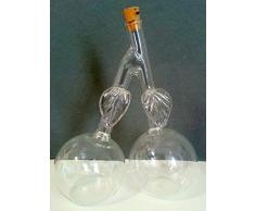 Jarra de cristal claro, botella, garaffa, decantador en vidrio transparente y soplado a boca en forma de cereza, rellenable, altura aprox. 12 cm capacidad 0,1 litro, diseñado y fabricado por la Oberstdorfer Glashütte