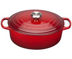 Le Creuset Evolution Cocotte con tapa, Ovalada, Todas las fuentes de calor incl. inducción, 4,7 l, Hierro fundido, Rojo(Cereza), 29 cm