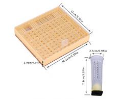 Zerodis Kit de la Taza de la Reina de la Apicultura, Herramienta de Cultivo de la Abeja Caja de la Apicultura del plástico + Cubiertas de Las Tazas de la Célula Suministros del Equipo del Apicultor
