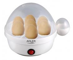 adler AD-4459 Cuece Eléctrico, 7 Huevos, Apagado Automático, Libre de BPA, 450W, 450 W, 0 Decibeles, Blanco