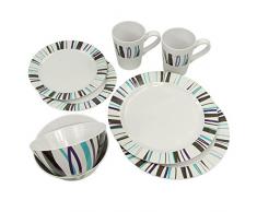 10T Arve Dinnerware - vajillas de melamina, 8 piezas, 2 tazas, 4 placas en 2 tamaños, 2 cuencos