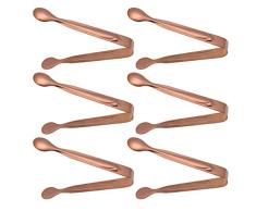 TOYANDONA 6pcs Pinzas para Hielo Pinzas para Servir de Acero Inoxidable para Alimentos Pan Cake Ensalada Cookie (Rose Golden)