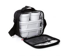 TATAY Urban Food Casual - Bolsa tÃ©rmica porta alimentos con 4 tapers hermÃ©ticos incluidos, 3 litros de capacidad, Negro, 22.5 x 10 x 22 cm