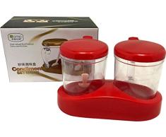 Ducomi® Juego de 2 tarros para especias y aliños – Especias y salsa de mesa con cuchara – 17 x 12 x 10 cm