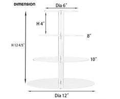 Soporte Cupcakes, ULIFEME Cupcake Stand Acrilico para Boda, Cumpleaños, Fiesta, Muffins y Tarta, 4 Pisos Transparente Soporte para Cupcakes, Diámetro 12/10/8/6, 4 mm de Espesor y Forma Redonda