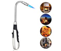 SHUNING 2020 Antorcha Encendedor 360 ° Cuello Flexible Ajuste Llama Gas Cigarro Encendedor A Prueba de Viento BBQ Encendedor Cocina Camping Fire Start (Silver)