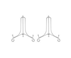 Tincogo Plata (2 Piezas) Hierro Pantalla Soporte Plata Hierro Caballete para Libros de Cocina, Fotos, Platos Decorativos,Bowl,Placas, Tablets,4 Pulgadas
