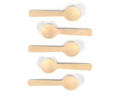 Nikou 100 Piezas de Madera Desechables cucharas de Helado de té Cuchara 10 cm Cubiertos Cubiertos Bupplies
