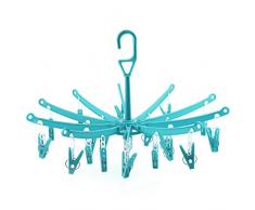 Hangerworld L-20-SOCKDRY-TURQ_1 Tendedero Colgante de Plástico con 20 Pinzas Interior y Exterior para Prendas Pequeñas, Turquesa