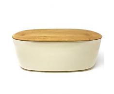 Panera Blanca, estilo retro - Incluye tapa hecha de Bambú para cortar Pan.