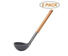 Cuchara para Espaguetis Cuchara de cucharón de silicona y utensilios de silicona de madera de mango largo resistente a altas temperaturas Cuchara de sopa cuchara de mezcla for cocinar en la cocina Cuc