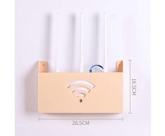 Router Caja de almacenamiento gratuito ponche de montaje en pared del router inalámbrico Wifi Caja de almacenamiento Set-Top Box rack Salón Dormitorio caja de cable,Beige