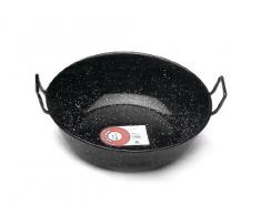 Garcima 5020012 Sartén Doble Honda con Asas Esmaltada 36 cm, Acero, Negro