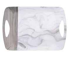 Creative Tops C000314 - Bandeja para servir (plástico, tamaño grande), diseño de mármol y madera, color blanco y gris
