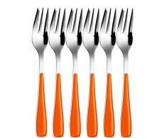 Bugatti ezou-057f17/6 Essenza 6 Piezas Juego de Cubiertos para Tartas Tenedores San/Acero Naranja 16 x 20 x 3 cm
