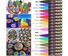 Rotuladores de pintura acrílica RATEL 18 colores Prima Impermeable Permanente Rotuladores para pintura rupestre, proyectos de bricolaje, cerámica, vidrio, lienzo, taza, metal, madera-Punta de 0.7 mm