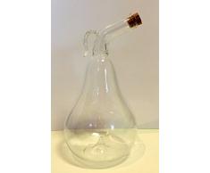 Jarra de cristal claro en forma de una pera, decantador, botella, garaffa de vidrio soplado a boca, rellenable, capacidad de 0,5 litro y altura aprox. 18 cm, disenado y fabricado por Oberstdorfer Glashütte