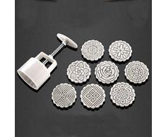Tutoy 75G 8 Sellos De Flores Luna Torta DIY Molde Mano Presión Galleta Pastelería Molde Hornear Herramienta