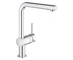 Grohe Minta - Grifo de cocina monomando, caño giratorio de 360°, caño alto en L, cabezal extraíble (Ref. 30274000)