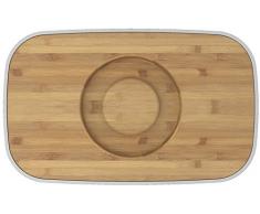 Joseph Joseph - Panera de acero con tapa de bambú para cortar, color negro