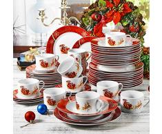 VEWEET, Serie Christmastree,vajillas de Porcelana, 60 Piezas vajilla Completa para 12 Personas, (CHRISTMASDEER-60 pcs)