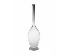 Jarra de cristal transparente, garaffa, decantador, botella de cristal soplado con boca, con gemas, cristalos ojo de tigre interior para la preparación de agua de curación o esencias, rellenable aqltura circa 30 cm, capacidad 0,5 litro