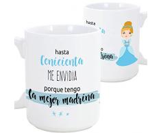 MUGFFINS Taza Madrina - hasta Cenicienta me envidia Porque Tengo la Mejor Madrina - Taza Desayuno/Idea Regalo Día de Pascua. Cerámica 350 mL