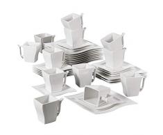 MALACASA, serie Flora, Vajilla de Porcelana 36 Piezas Juego de Café Juego de Vajilla con 12 Platos, 12 Tazas 220ml, 12 Platillos para 12 Persona