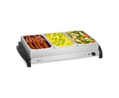 Royal Catering RCHP-400/3 Calienta Platos Electrico Calentador Buffet (3 x 2 L, 400 W, 45–85 °C, Cubiertas de Vidrio Acrílico, Acero Inoxidable)