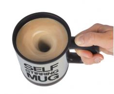 CrazyAboutGadgets Self Stirring Mug - Tazas de Desayuno Auto-removible, 14 x 11 x 8.5 cm, color Negro y Plateado
