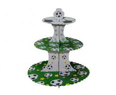 Lote de 15 Expositores Decorativos para Cupcakes Futbol . Repostería. Menaje de Cocina. Cumpleaños y Celebraciones. (Altura: 36 cm.)(Bandejas: Ø 16 cm. - Ø 22,5 cm. - Ø 30 cm.) 