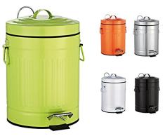 SANWOOD Cubo de Pedal 1008297 Oscar con Descenso automático, 5 l, diseño de contenedor Retro, Metal, Verde, 26 x 20,5 x 30,8 cm