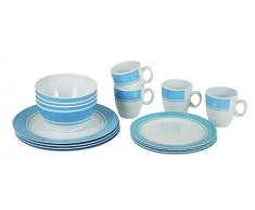Bo-Camp Vajilla de mesa de 16 piezas de melamina, azul claro