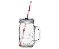 Kitchencraft Jarra con Pajita, Cristal, Transparente, 12 cm