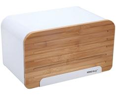 KINGHOFF Iweks panera de Acero con Tabla de Cortar Hecha de Madera como una Tapa: Caja de Almacenamiento para Pan