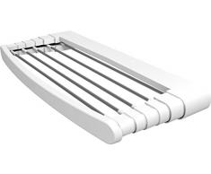 Vileda Genius 70 Tendedero de pared de aluminio y resina, 5 metros de espacio de tendido, 2 pares de soporte de pared incluidos, dimensiones abierto 80 x 38 x 8 cm, color blanco