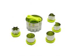 Joyeee Linzer Molde/Cortador para Galletas, Mini Cortadores Clasificados de Galleta de Sándwich y Fabricante, Cutie Molde del Alimento o la Pasta de Azúcar Cortadores de Frutas (Verde)