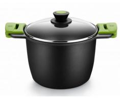 Bra Prior - Olla Alta con Tapa de Cristal y Asas de Silicona, 24 cm, Aptas para Todo Tipo de Cocinas Incluida InducciÃ³n