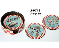 Pide X esa Boca Posavasos Retro Drive In Set de 6 con Soporte, Acrílico, Rojo, 12x12x4 cm, 6 Unidades