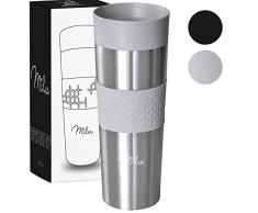 Milu Termo Taza 450ml - Vaso Termico de Viaje - Café para Llevar - Taza de Viaje - Taza de acero inoxidable para beber - con aislamiento de doble pared (Gris, 450ml)